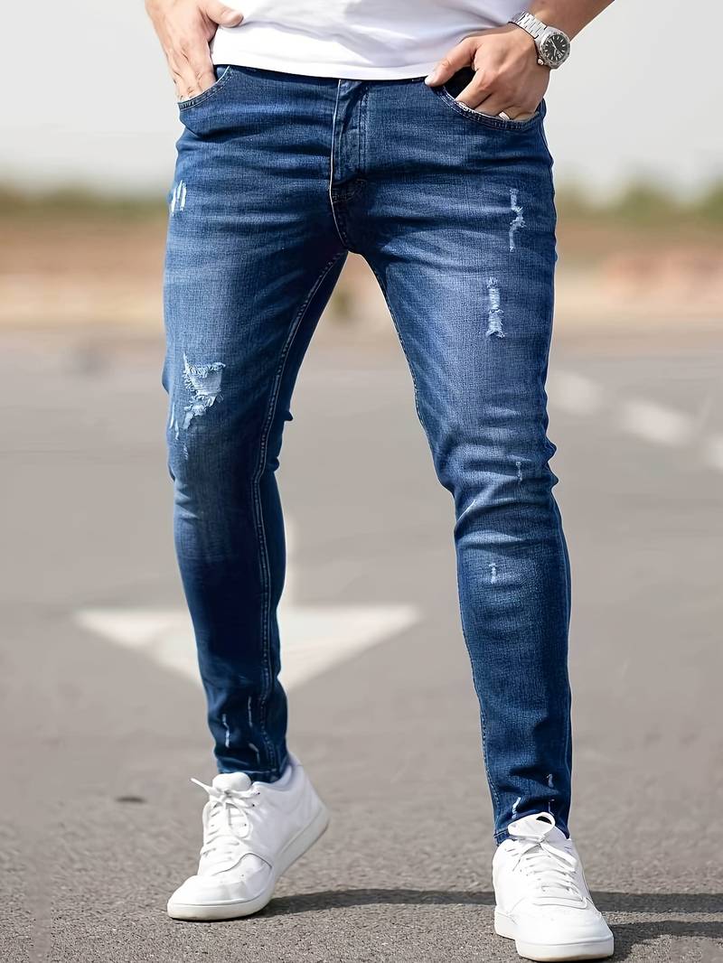 Variant image for Herren Jeans Zerrissene Denim Moderner Stil-22