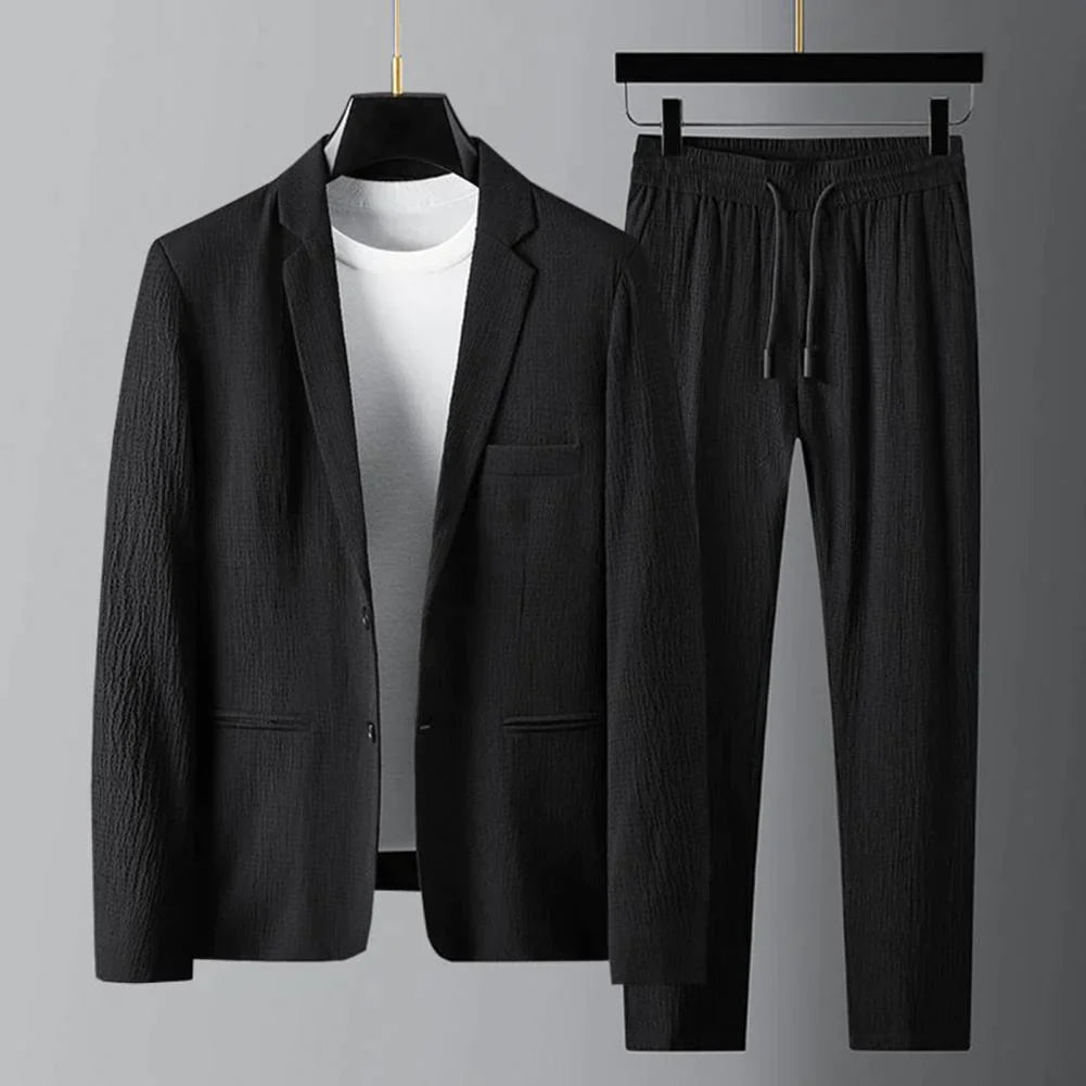 Herren Anzug Zweiteilig Lässig Blazer und Hose Hochwertige Stoffe-1