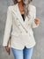 Damen Blazer Tailliert Beige Tweed Eleganter Schnitt-5