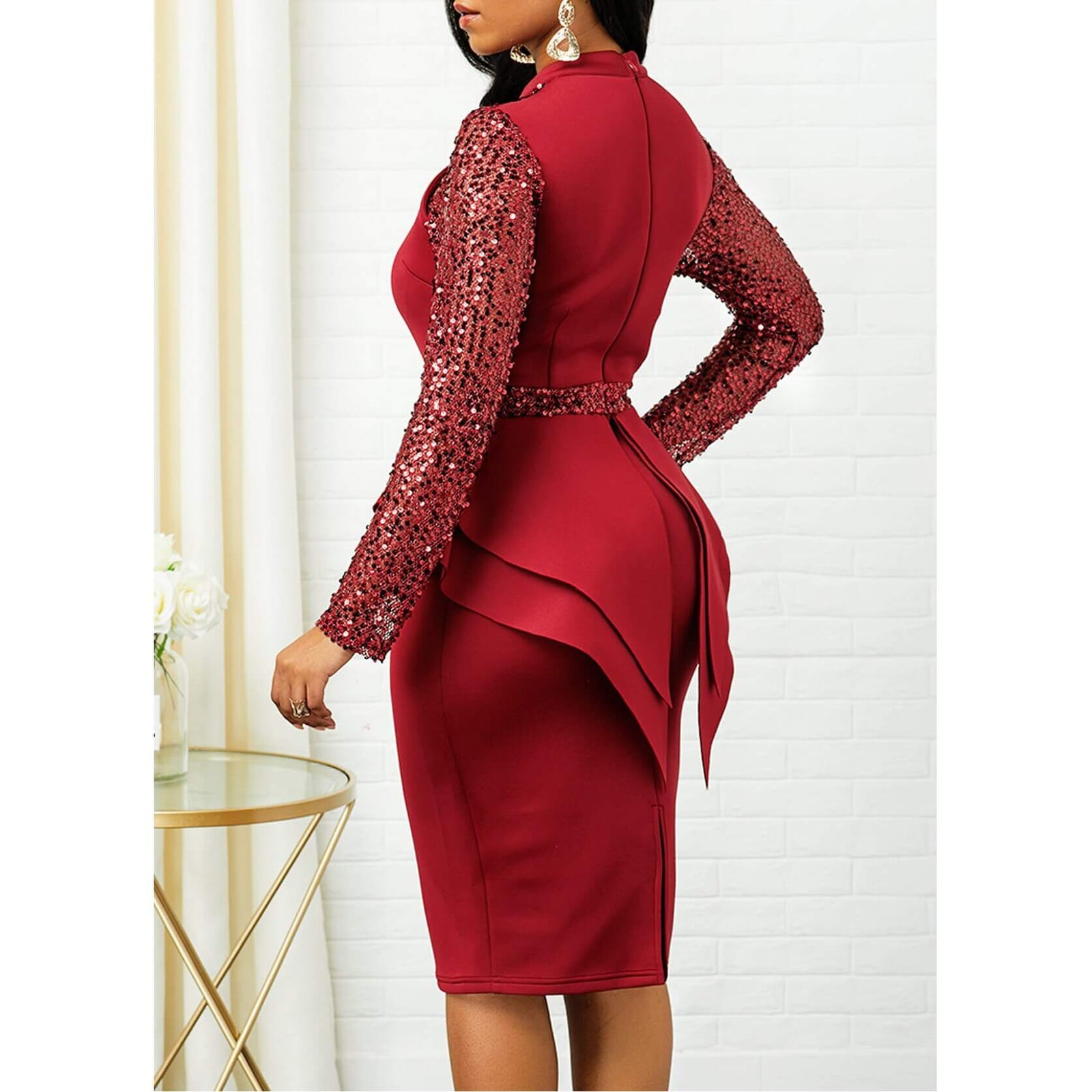 Midi-Bodycon-Paillettenkleid