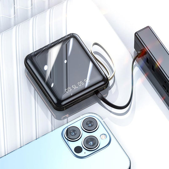 Mini Powerbank 20000mAh mit integrierten Kabeln für unterwegs 4