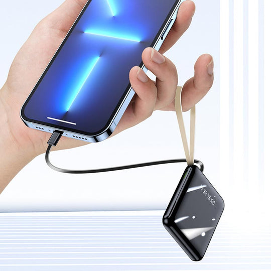 Mini Powerbank 20000mAh mit integrierten Kabeln für unterwegs 5