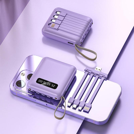 Mini Powerbank 20000mAh mit integrierten Kabeln für unterwegs 8