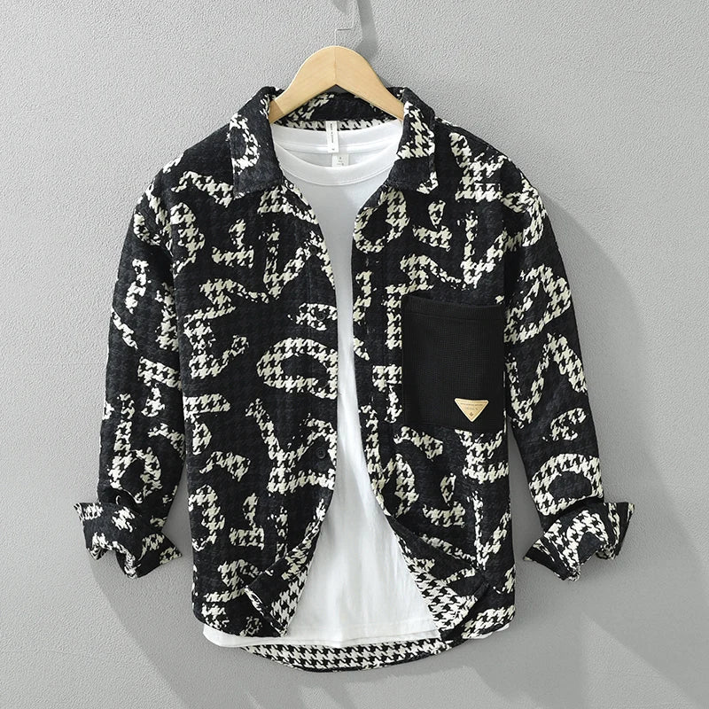 Herren Langarmhemd Stilvolles Patchwork Design Polyester 1