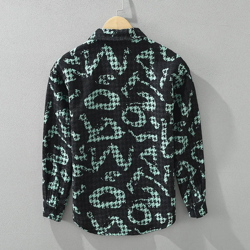 Herren Langarmhemd Stilvolles Patchwork Design Polyester 3