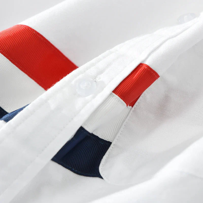 Herren Hemd mit gestreiftem Patchwork-Design aus Baumwolle 4