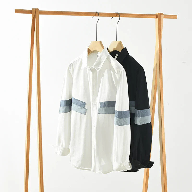 Herren Patchwork Hemd Lässiger Schnitt Baumwolle 6