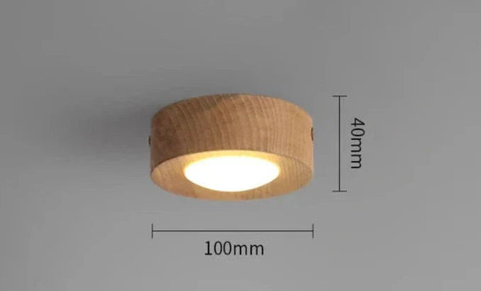 Moderne Deckenleuchte aus Walnussholz mit LED-Spot und goldenen Akzenten 0