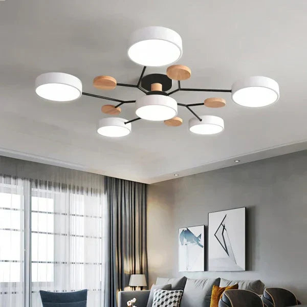 Moderne LED Deckenleuchte Schwarz im Skandinavischen Stil mit Verstellbaren Armen für Wohnzimmer 7