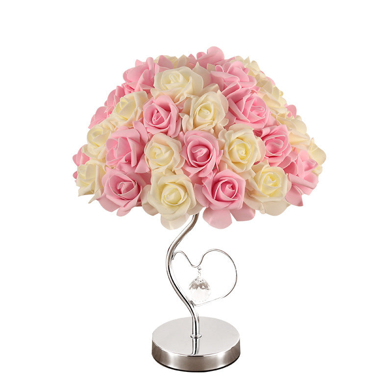 Moderne Tischlampe mit Rosen-Design für Nachttisch oder Esstisch 2