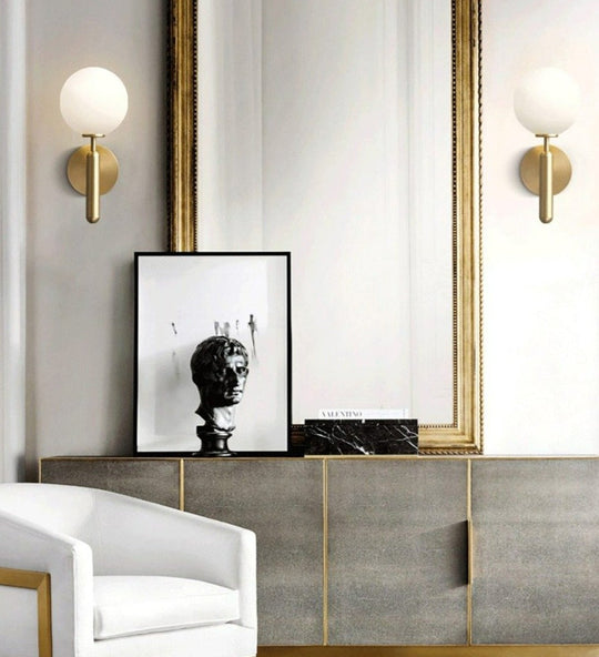 Moderne Wandleuchte Innen mit Glaskugel Design für Schlafzimmer und Flure 5