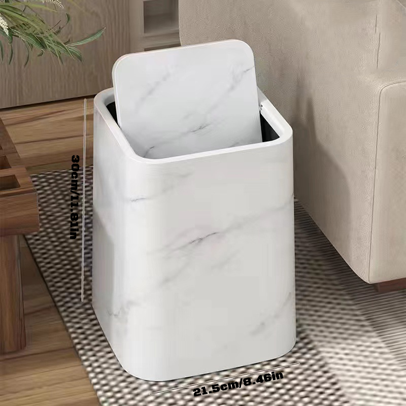 Mülleimer Küche mit Schwingdeckel im Marmor-Look, Praktischer Abfalleimer für Bad, Büro und Wohnraum 7