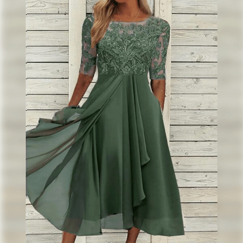 Variant image for Damen Midi Kleid Elegantes Design Leichtes Material für Hochzeitsgast und Sommerveranstaltungen-8