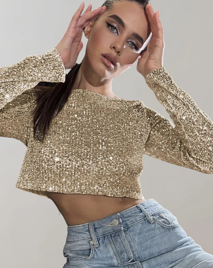 Variant image for Damen Crop Top Funkelnd Glamourös Aus Hochwertigem Material-1