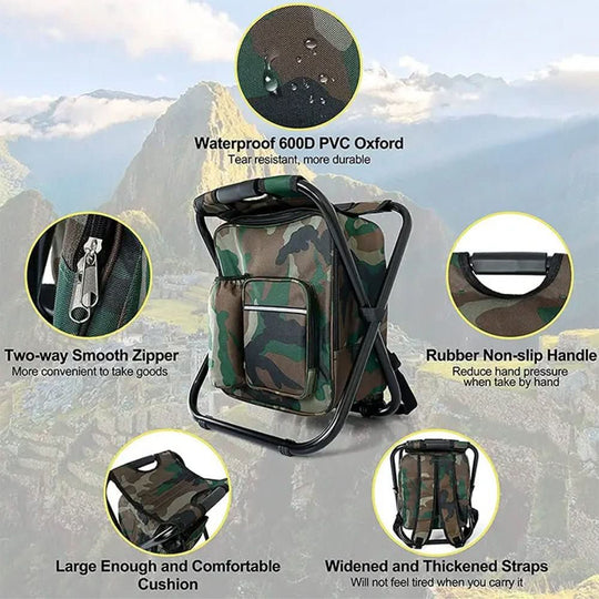 Outdoor Rucksack Mit Klappstuhl Und Kühlfach Für Abenteuer Im Freien 7