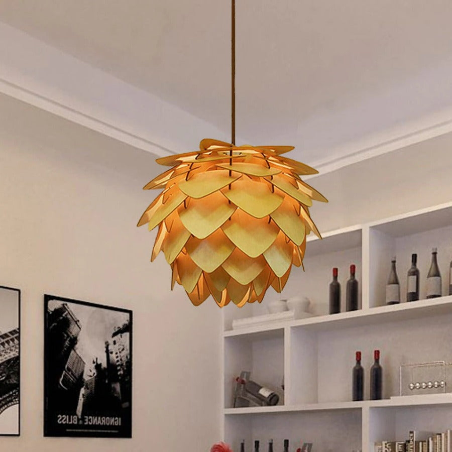 Pendelleuchte Naturdesign für Esszimmer und Wohnzimmer, Handgefertigte Hängeleuchte mit Dimmbarer LED-Lampe 0