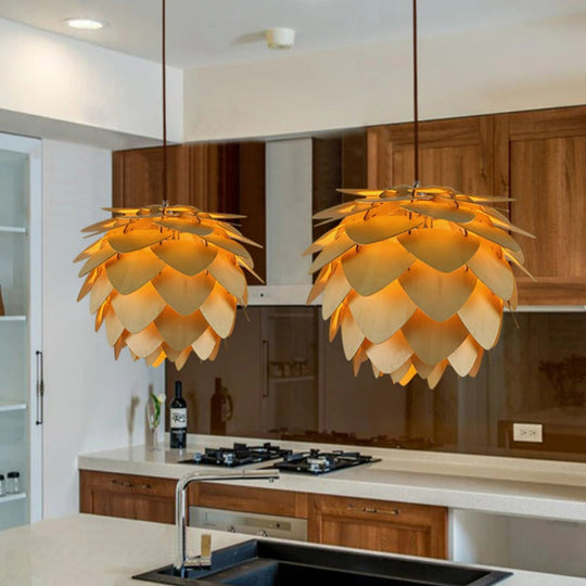 Pendelleuchte Naturdesign für Esszimmer und Wohnzimmer, Handgefertigte Hängeleuchte mit Dimmbarer LED-Lampe 7