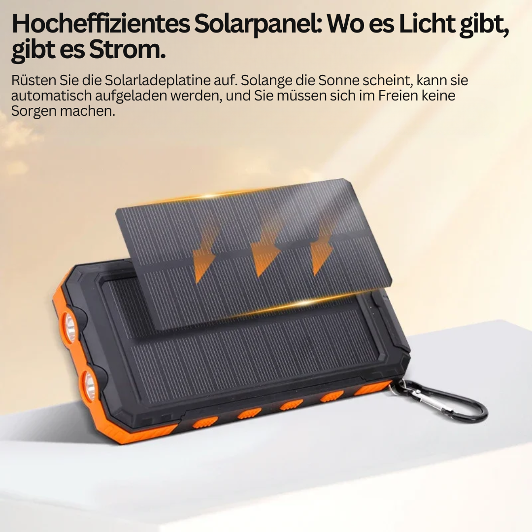 Powerbank 20000mAh Solar Mit Taschenlampe Für Unterwegs 5