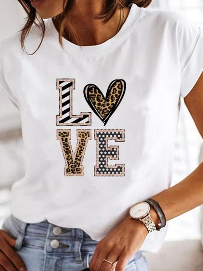 Variant image for Damen T-Shirt Bedruckt Modernes Design Atmungsaktive Baumwolle-19