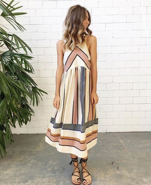 Retro Ärmelloses Sommerkleid