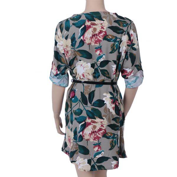 Retro Floral Langärmeliges Kleid