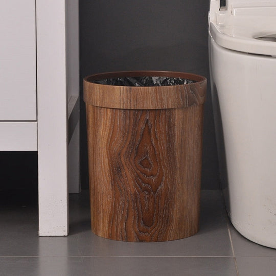 Retro Mülleimer Küchendesign mit Holzmaserung für Küche und Büro, 8L Abfalleimer 0