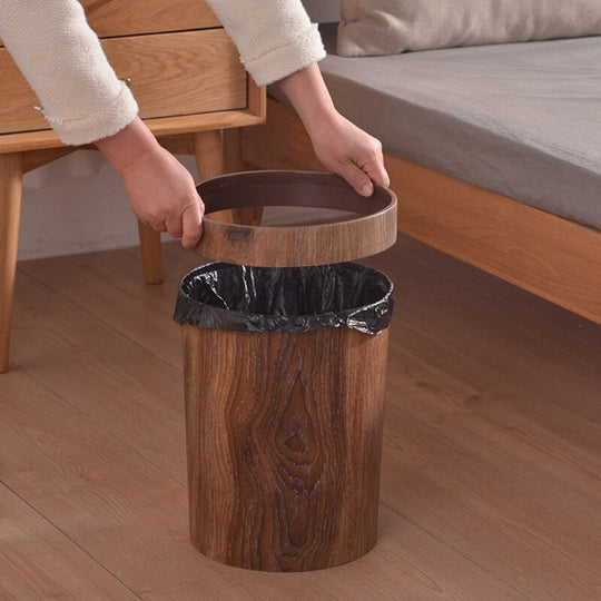 Retro Mülleimer Küchendesign mit Holzmaserung für Küche und Büro, 8L Abfalleimer 1