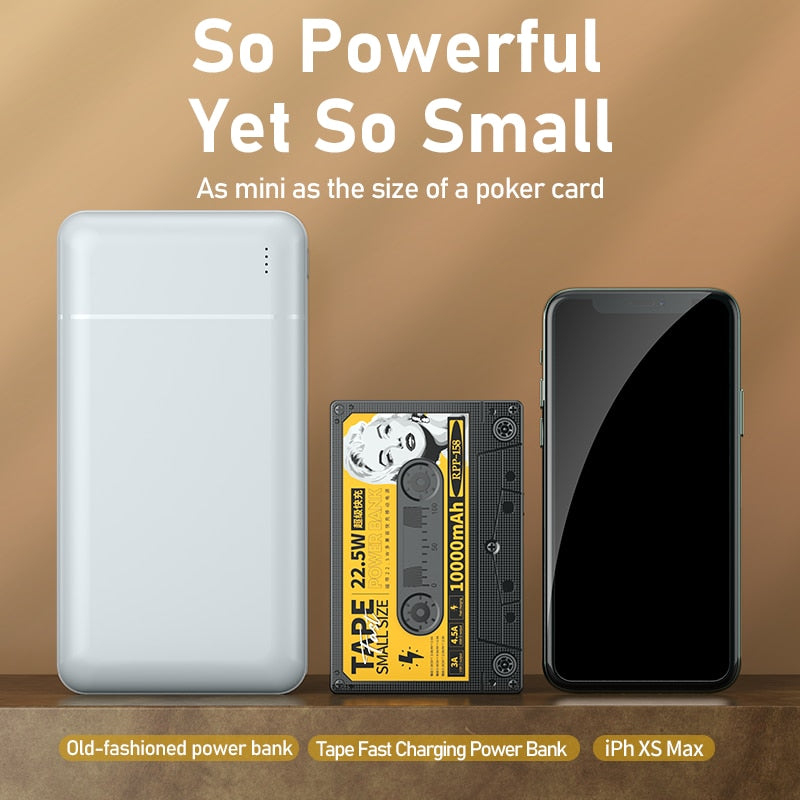 Retro Powerbank im Kassetten-Design 10000 mAh Tragbar USB Typ-C 2