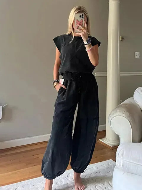 Variant image for Damen Jumpsuit Lässig mit Kordelzug und Offenem Rücken aus Polyester-36