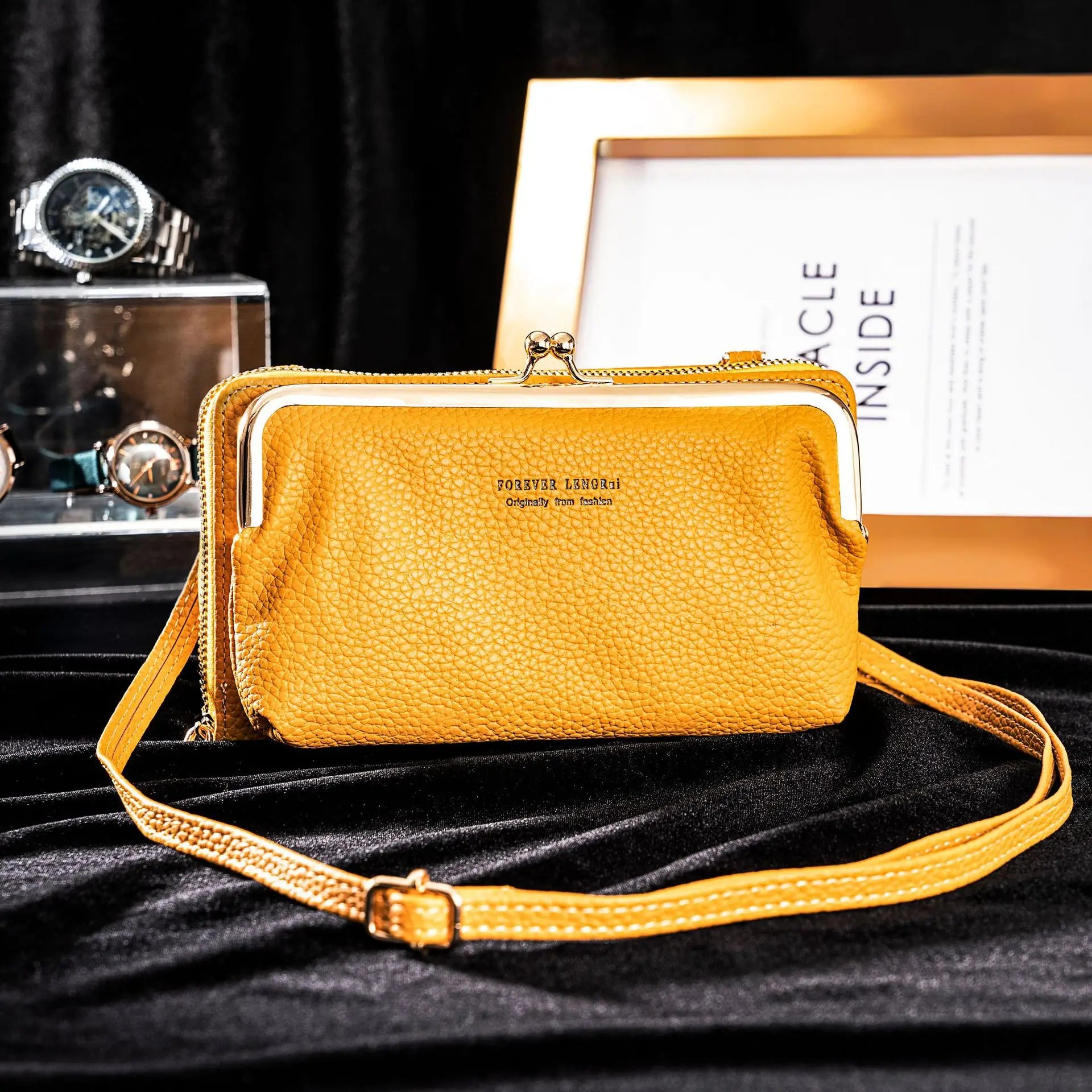 Damen Handtasche Multifunktional PU-Leder mit Kreuzverschluss und Einzigartigem Design 5