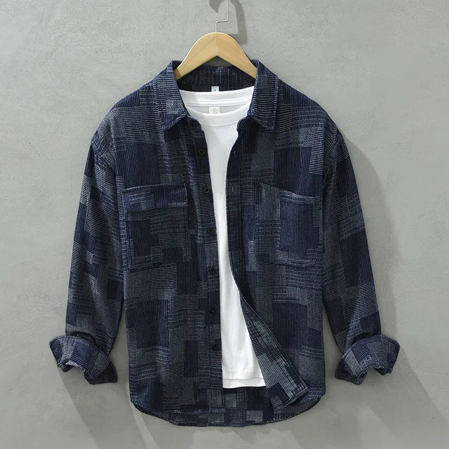 Variant image for Herren Langarmshirt Patchwork Baumwolle Polyester Stylish-19