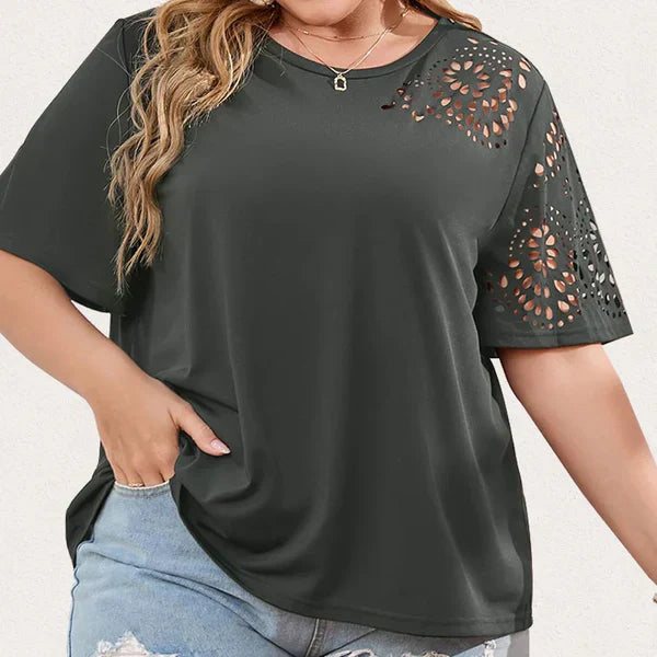 Variant image for Damen T-Shirt Chiffon-Ausschnitt Baumwolle Bequem-17