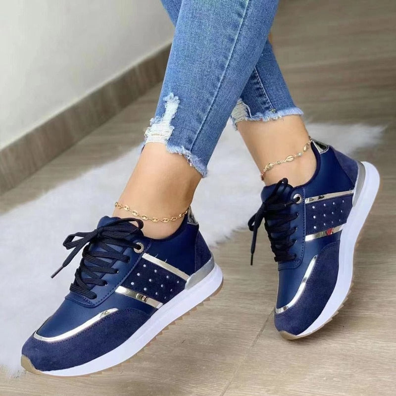 Damen Sneakers Bequem PU-Leder für Alltag und Sport 1