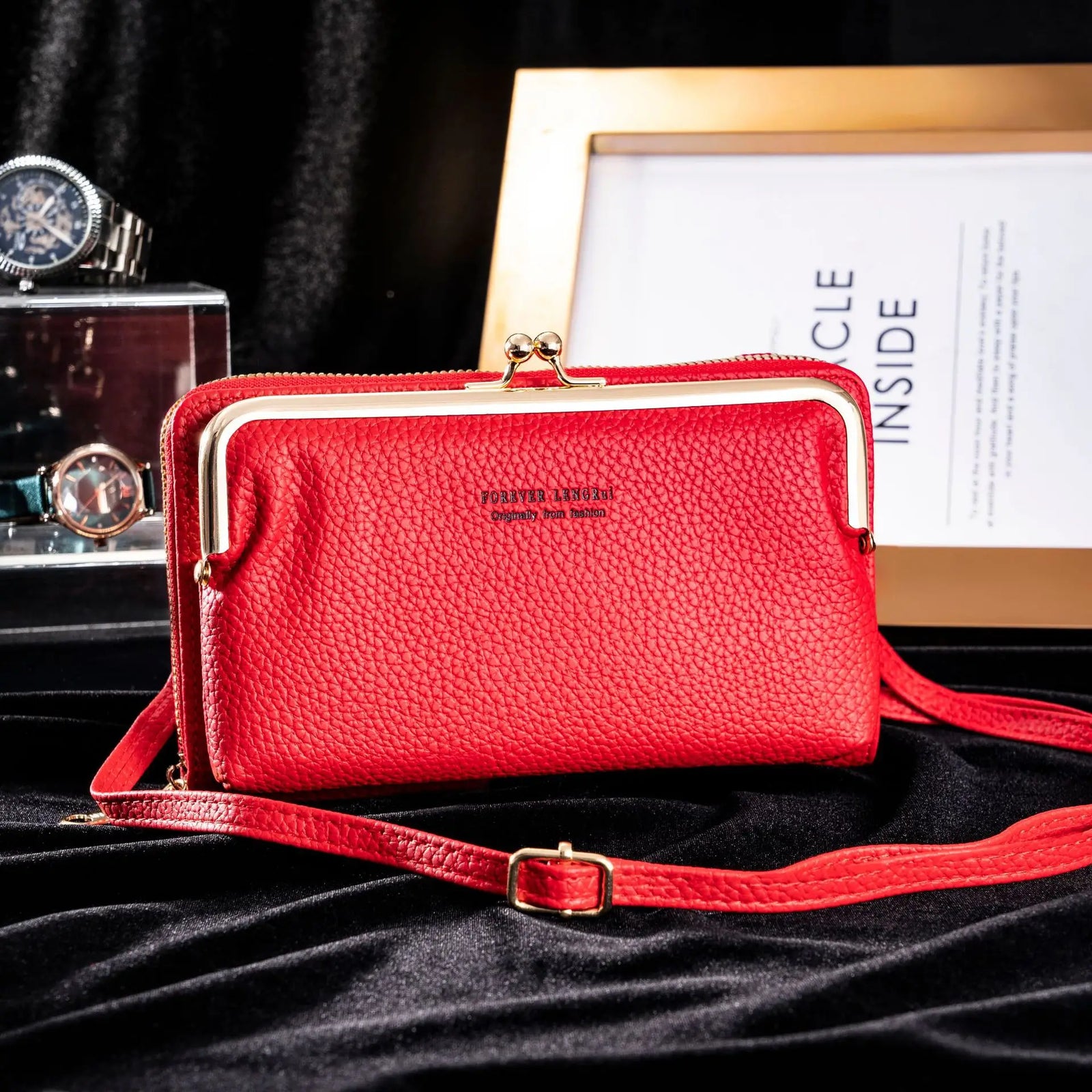 Damen Handtasche Multifunktional PU-Leder mit Kreuzverschluss und Einzigartigem Design 2