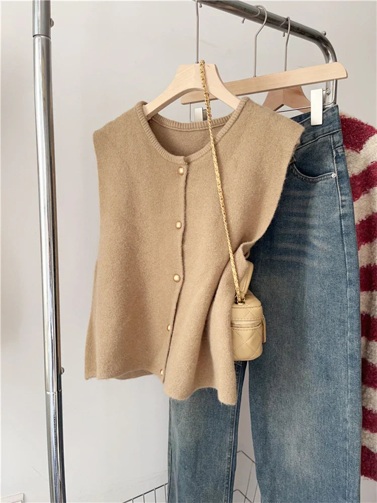 Variant image for Damen Weste Lang Eleganter Stil Baumwollmischung mit Knöpfen-5