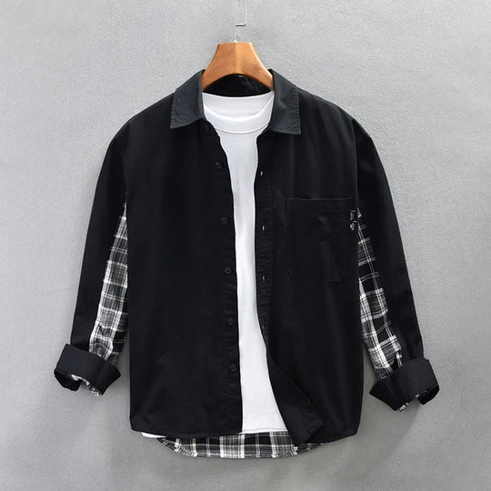 Herren Hemd Casual Langarm Hochwertige Baumwolle für Sommer 3