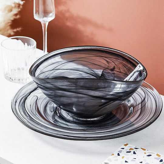 Salatschüssel Glas Unregelmäßiges Design für Stilvolle Tischdekoration 1