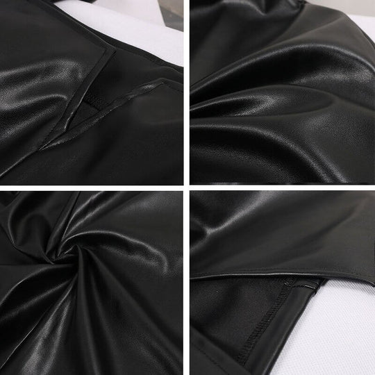 Schwarzes Bodycon-Lederkleid
