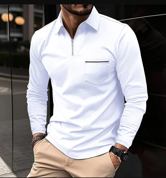 Variant image for Herren Langarm-Poloshirt Klassisch Baumwolle Frühling-25