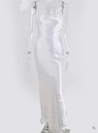 Variant image for Damen Maxikleid Rückenfrei Sommer Satin mit Spaghettiträgern-29