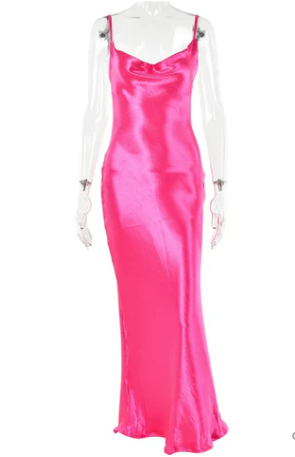 Variant image for Damen Maxikleid Rückenfrei Sommer Satin mit Spaghettiträgern-17