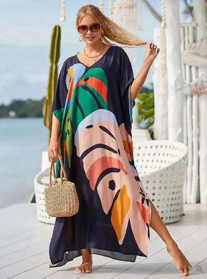 Variant image for Damen Boho Kleid Lang Mit Grafischem Druck Aus 100% Polyester-25