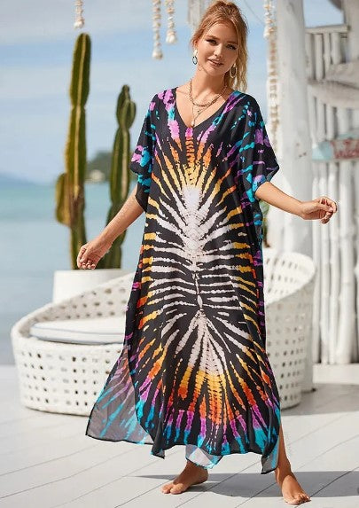 Variant image for Damen Boho Kleid Lang Mit Grafischem Druck Aus 100% Polyester-17