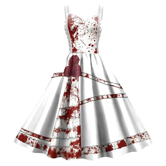 Variant image for Damen Gothic Kleid A-Linie Vintage Stil Hochwertiger Stoff-17