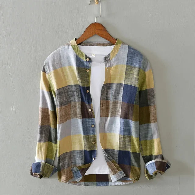 Variant image for Herrenhemd Kariert Langarm Baumwolle-Leinen-Mischung-19