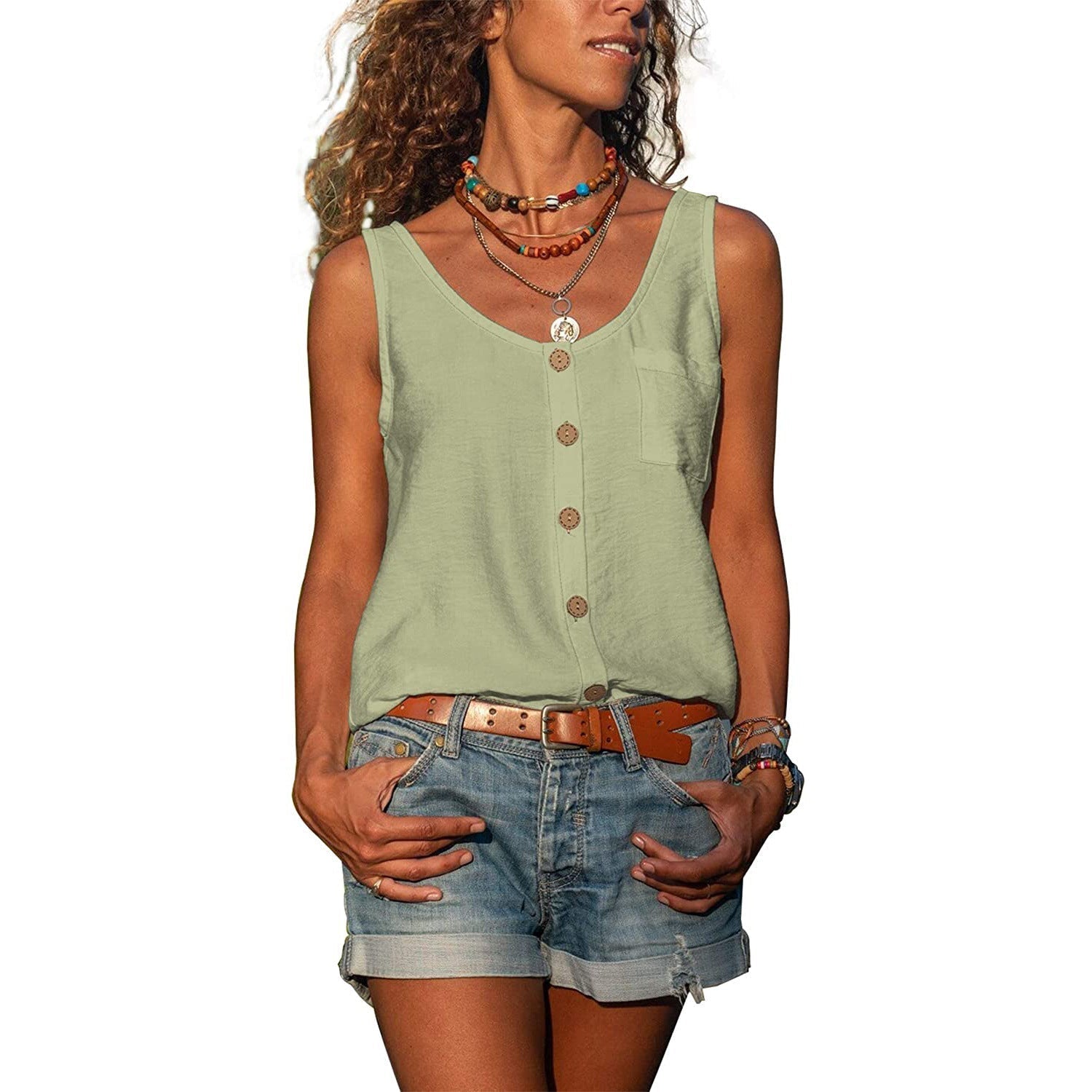 Variant image for Damen Tanktop Slim Fit Baumwolle Ibiza Stil-31