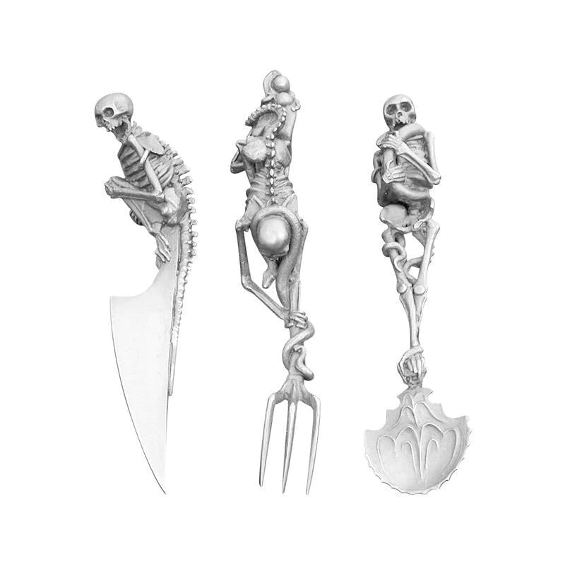 Skelett Besteckset für Halloween und Besondere Anlässe – 3-teiliges Besteck Set 0