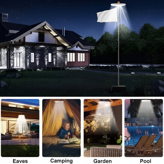 Solarleuchte für Flaggenpräsentation mit 360°-Beleuchtung und Automatischem Ein-/Ausschalter, Ideal für Garten und Außenbereiche 4