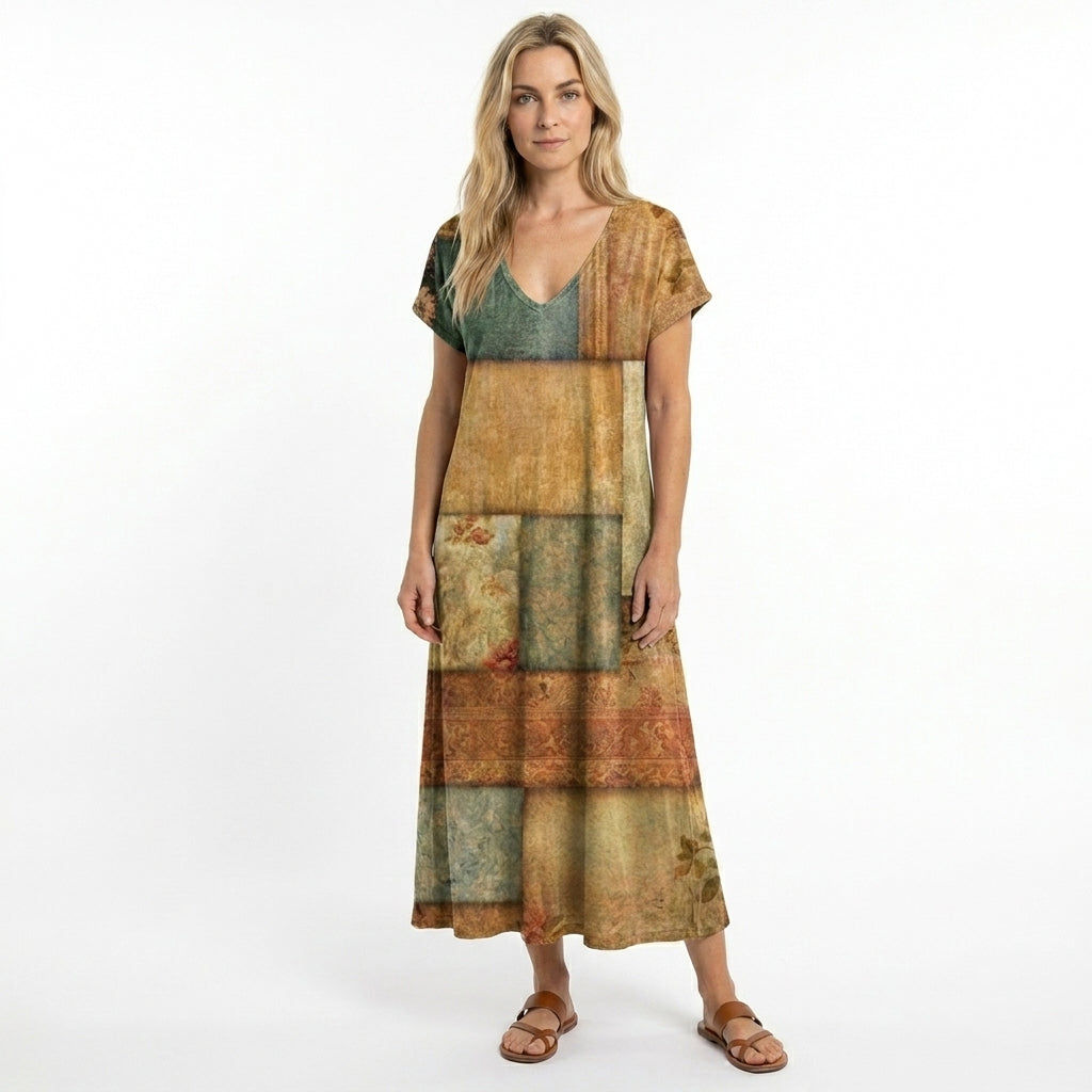 Sommerkleid für Damen mit V-Ausschnitt und fließendem Schnitt 2
