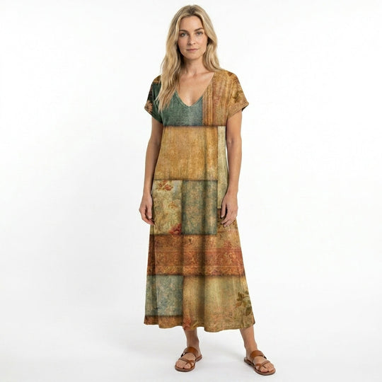 Sommerkleid für Damen mit V-Ausschnitt und fließendem Schnitt 2